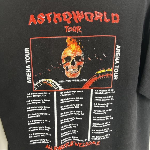 Astroworld Travis Scott Wish Your Were Here 2019 Arena Tour T Shirt Large - Picture 3 of 5